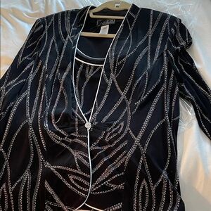 Black and White Patterned Jacket and top set